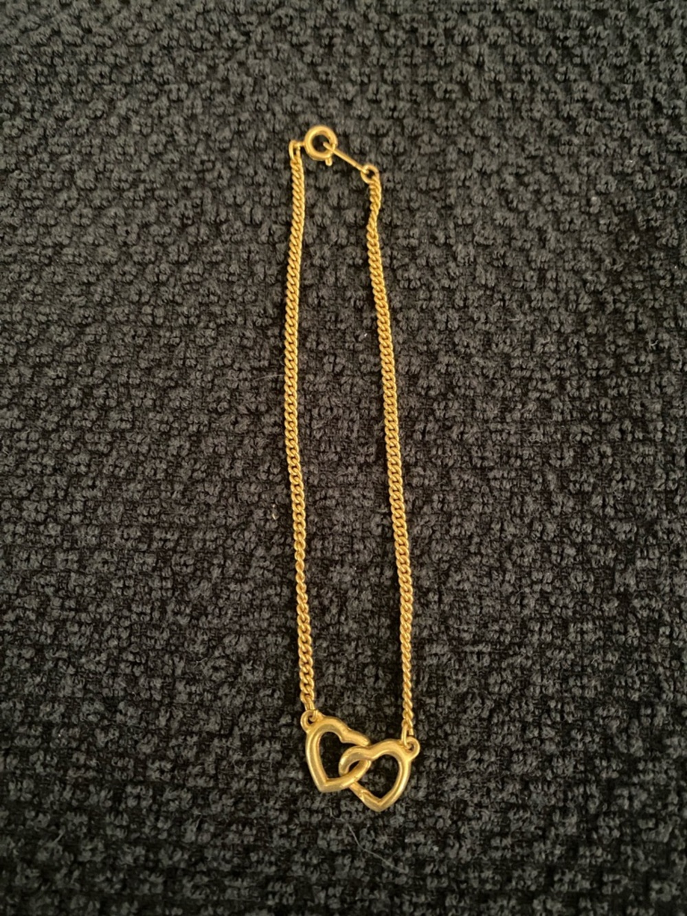Gold Tone Double Heart Anklet